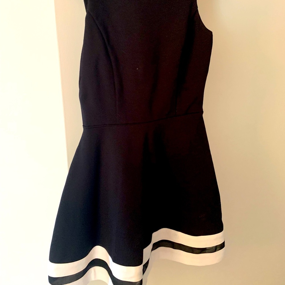 Girls Black and white Aqua Bloomingdale’s dress.